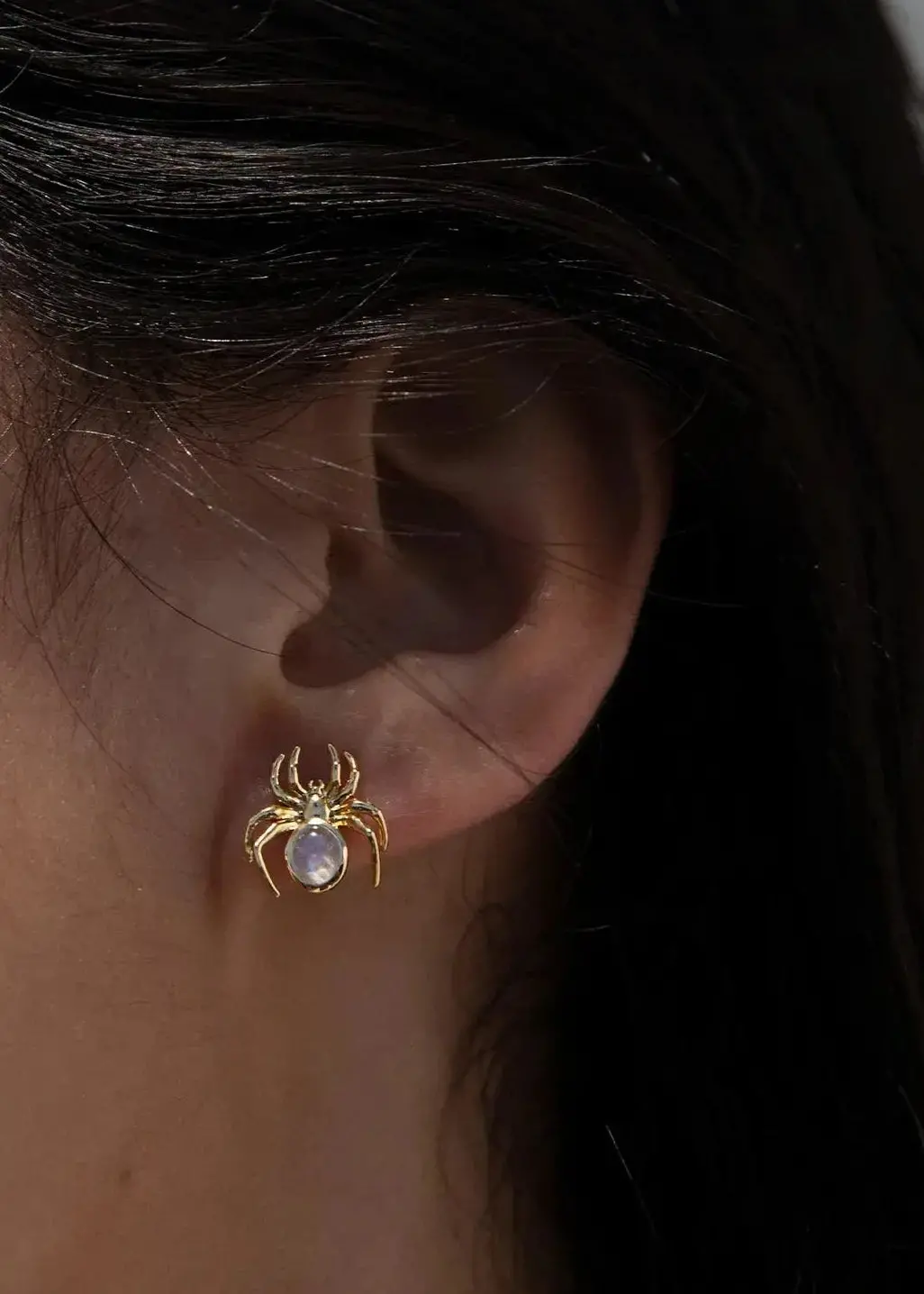 Moonstone Spider Stud Earrings 1