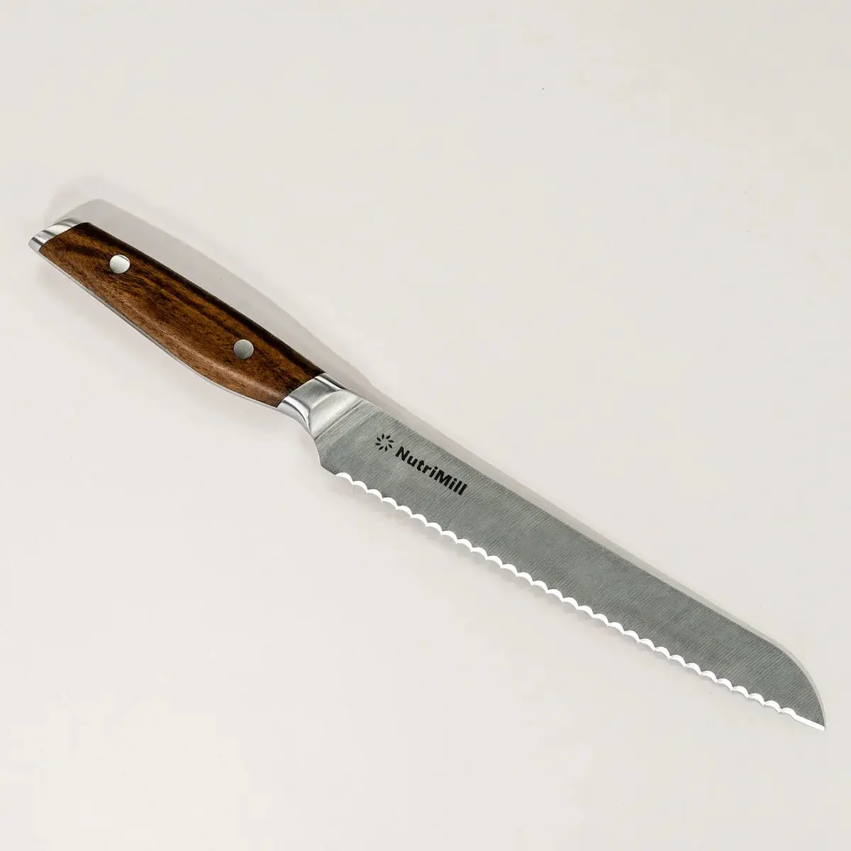 New! Nutrimill 8" Bread Knife With Walnut Handle Great For Sourdough 1