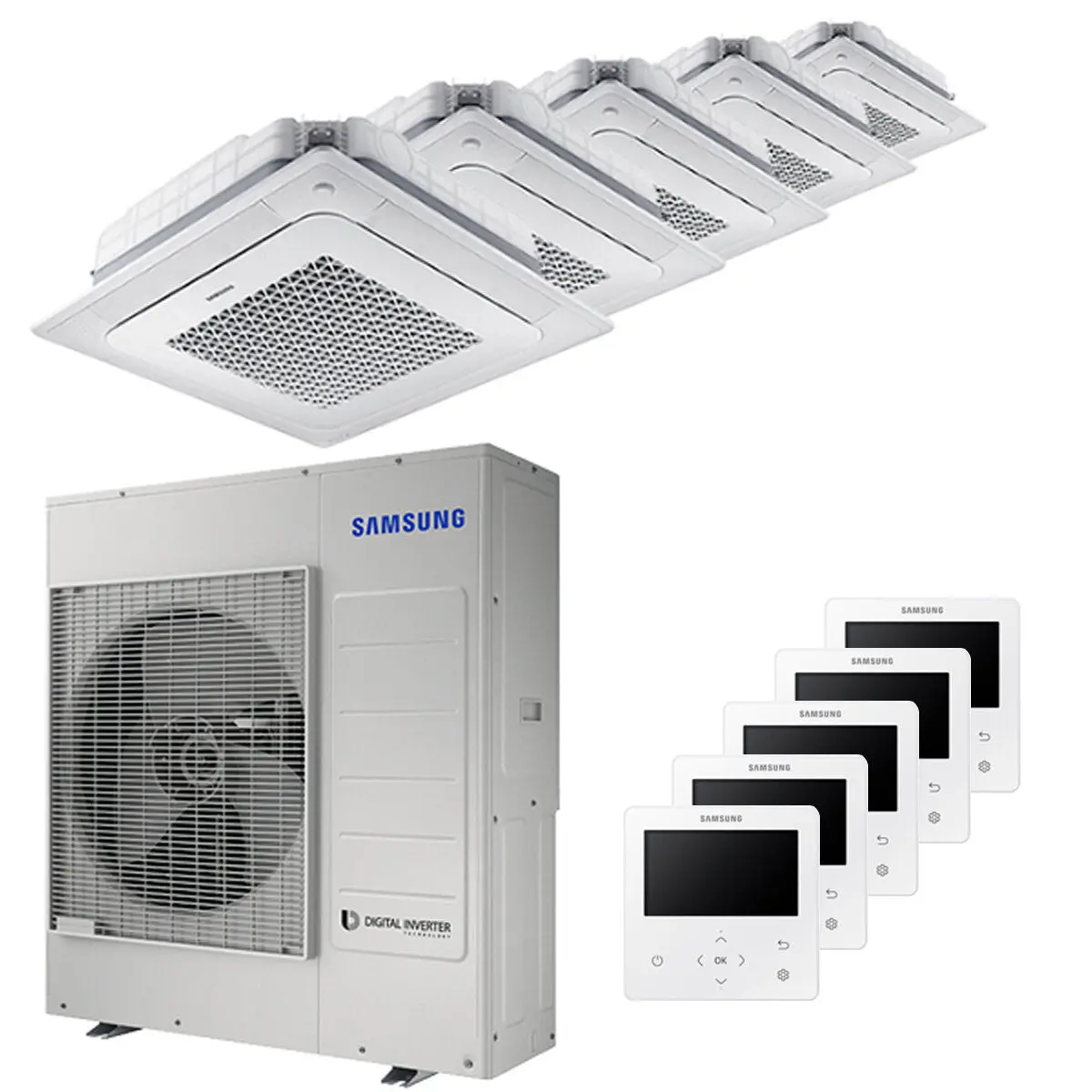 Samsung Air Conditioner Windfree 4-Way Penta Split 7000 + 7000 + 7000 + 9000 + 9000 Btu Inverter A ++ Outdoor Unit 10.0 Kw 1