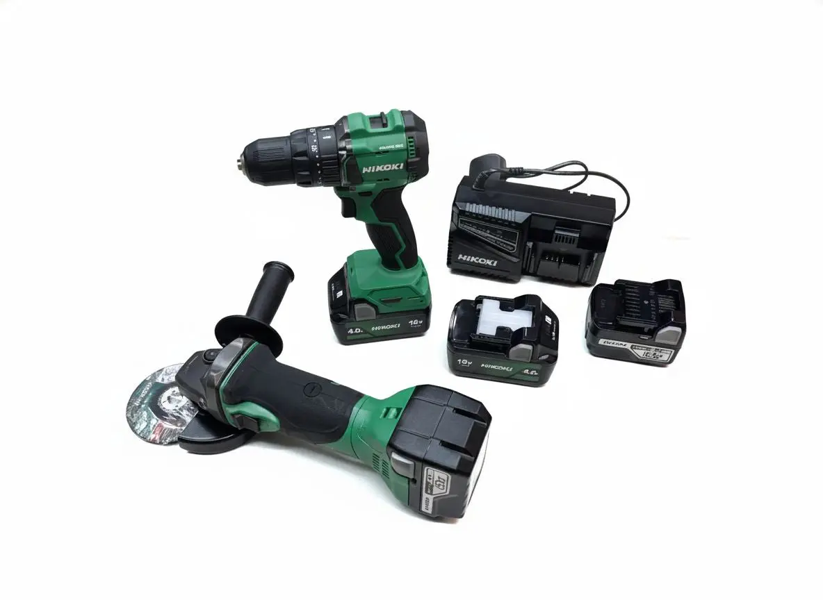 Hikoki 18V Cordless 4'' Grinder H-G18dsl2-5Ah + 18V Brushless Impact Driver Drill H-Dv18dg(E)-4.0Ah Combo Set C/W 1 Charger And 4 Battery (2Pcs 5Ah Battery & 2Pcs 4Ah Battery) | Model: H-Cb-G5+Dv18 1