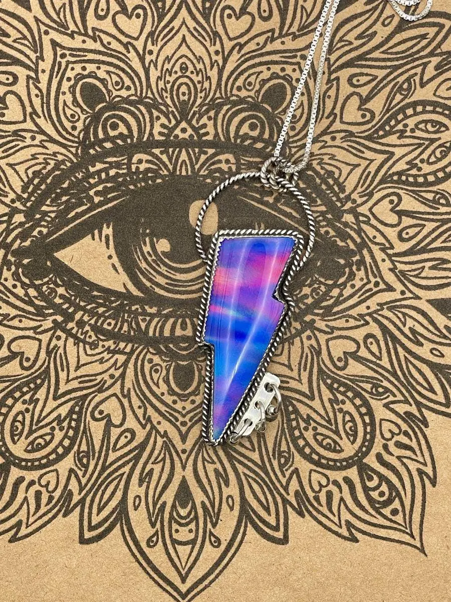 Kenzie - Aurora Opal Lightning Bolt Pendant Necklace 1