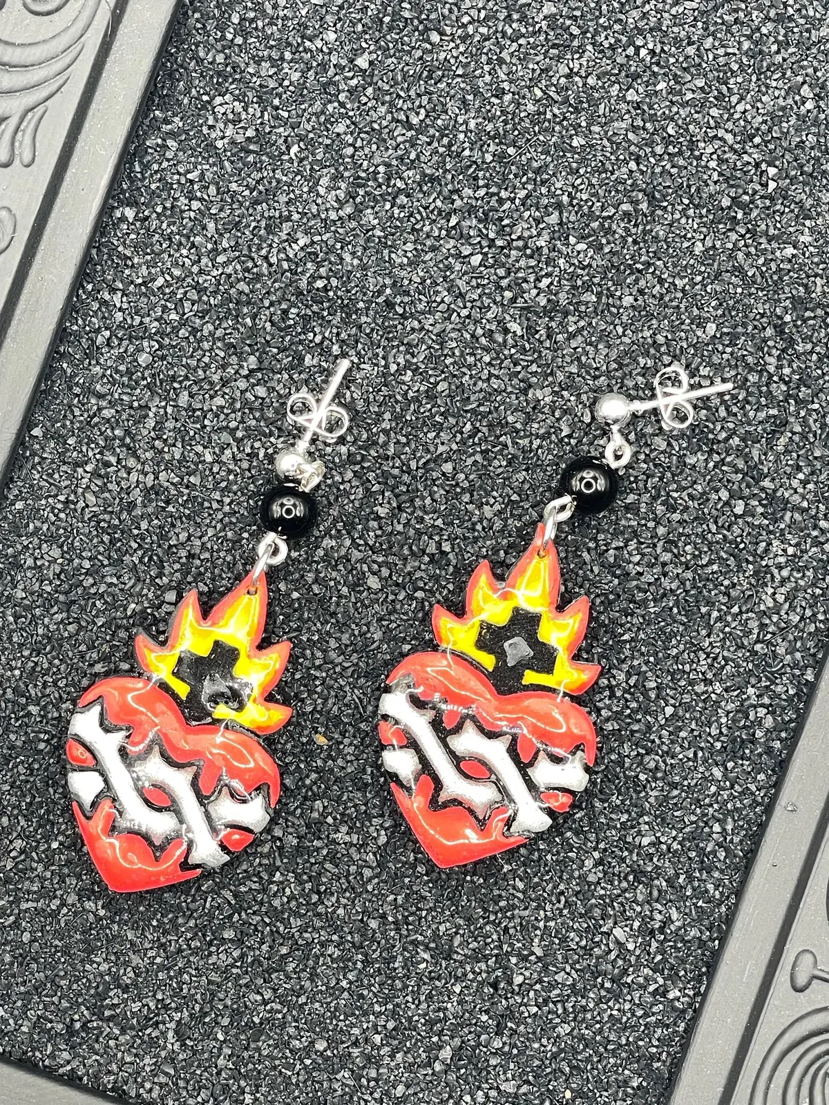 Tattoo - Sacred Heart Earrings: Handmade Polymer Clay 1