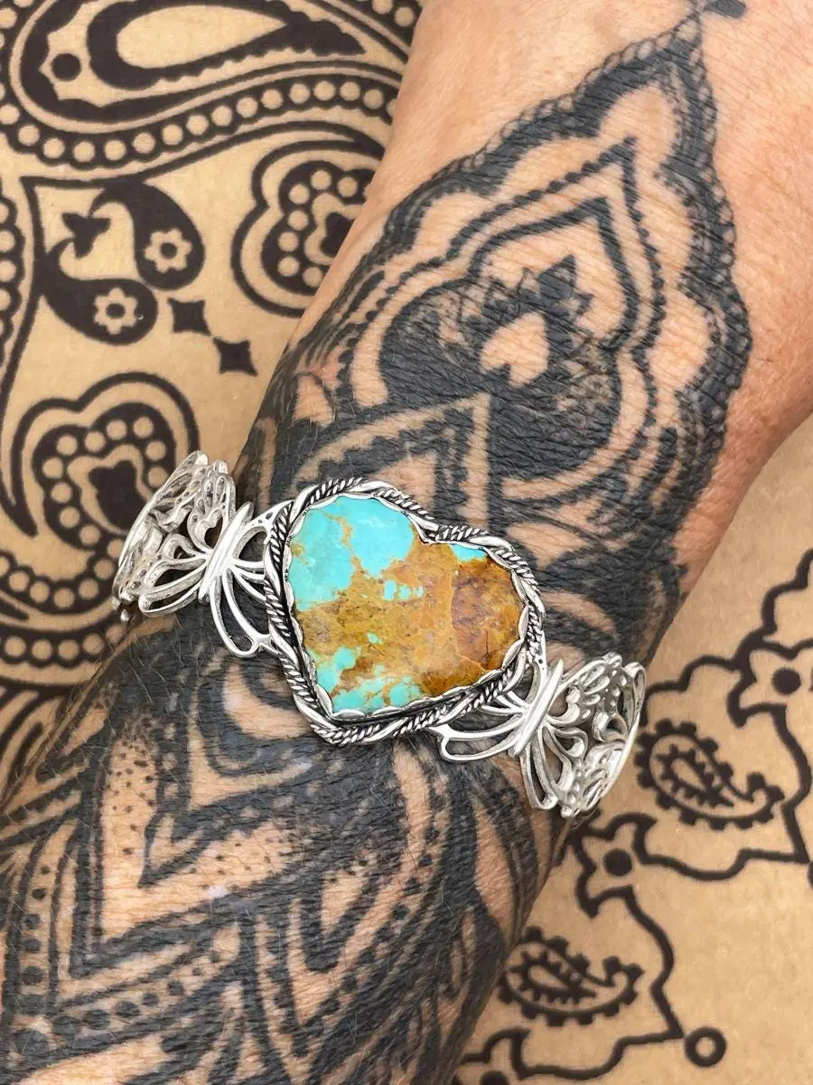 Bailey - Kingman Heart Turquoise Butterfly Cuff 1