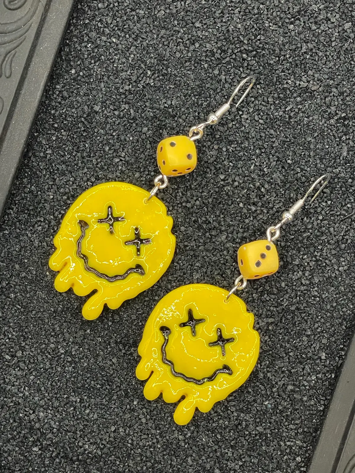 Love - Dripping Smiley Face Earrings: Handmade Polymer Clay 1