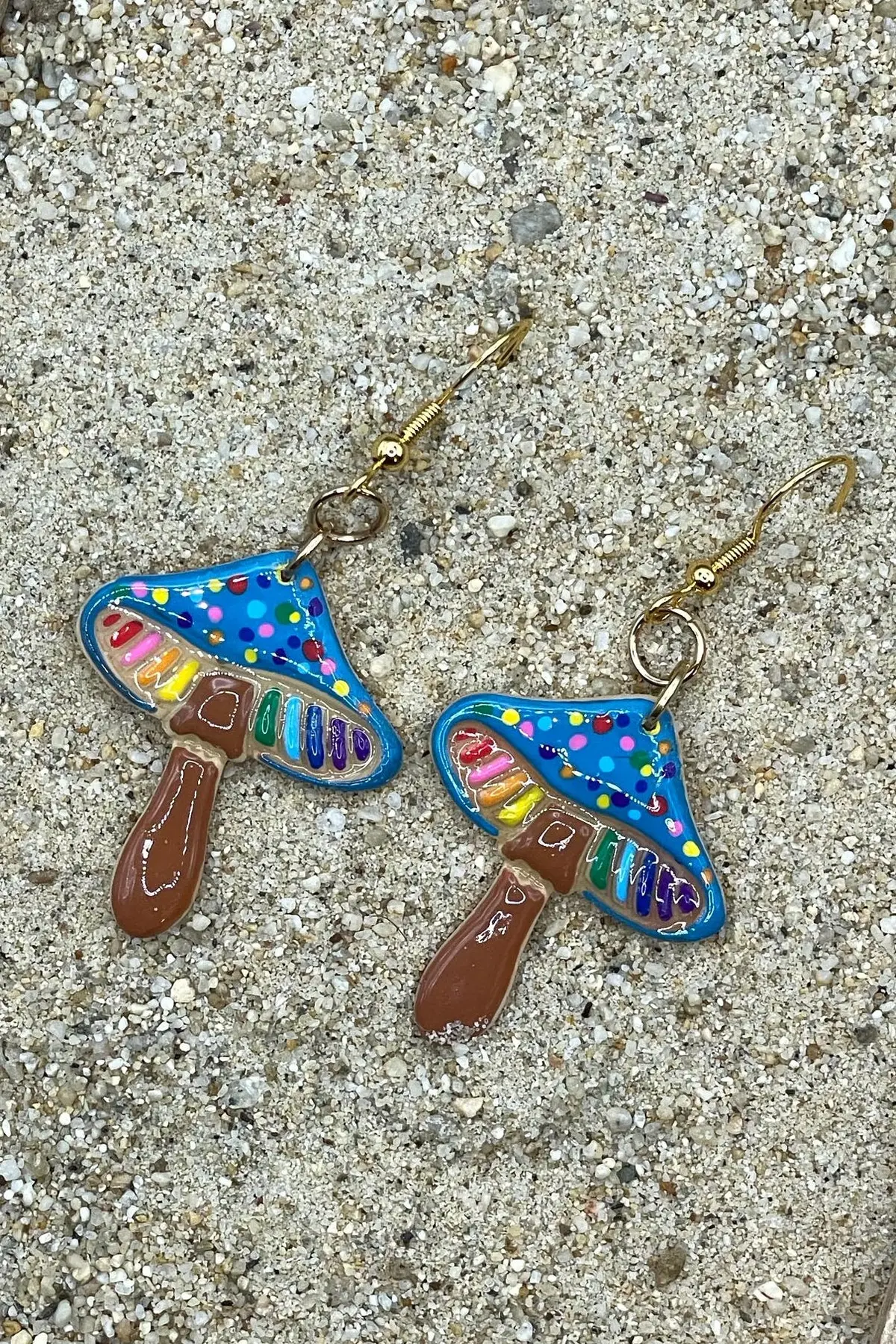 Magical Forest - Groovy Rainbow Mushroom Earrings: Handmade Polymer Clay 1