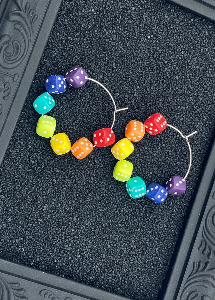 Love Is Love - Rainbow Dice Hoop Earrings: Handmade 1