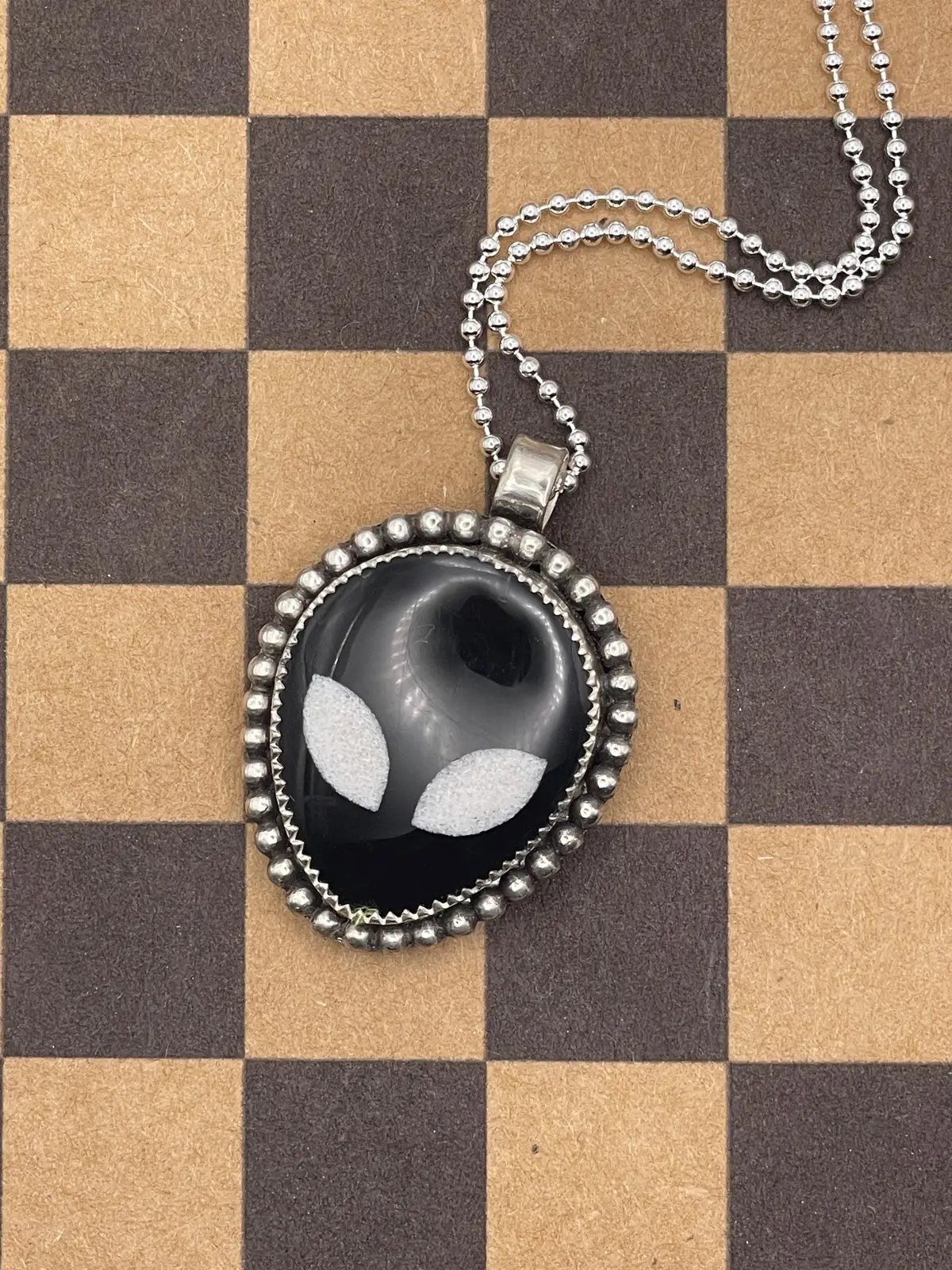 Tripp - Black Trustone Alien Sterling Silver Pendant 1