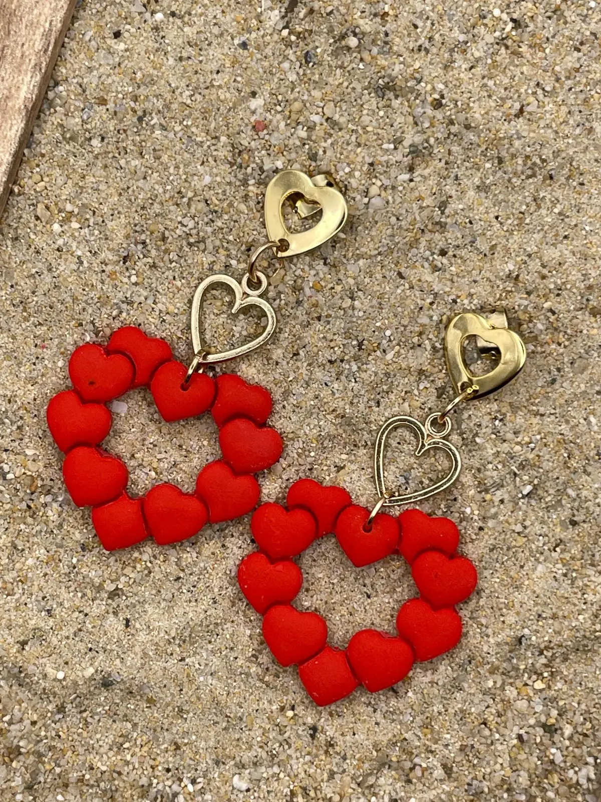 Love - Heart Wreath Dangle Earrings: Handmade Polymer Clay 1