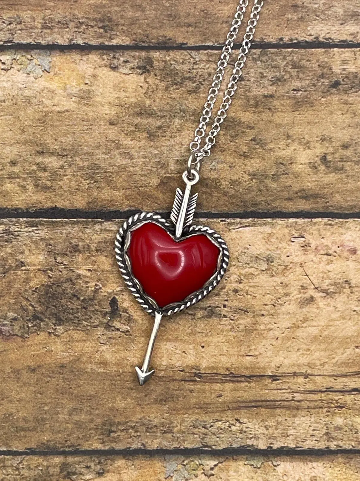 Rosalee - Red Rosarita Arrow Heart Pendant Necklace 1