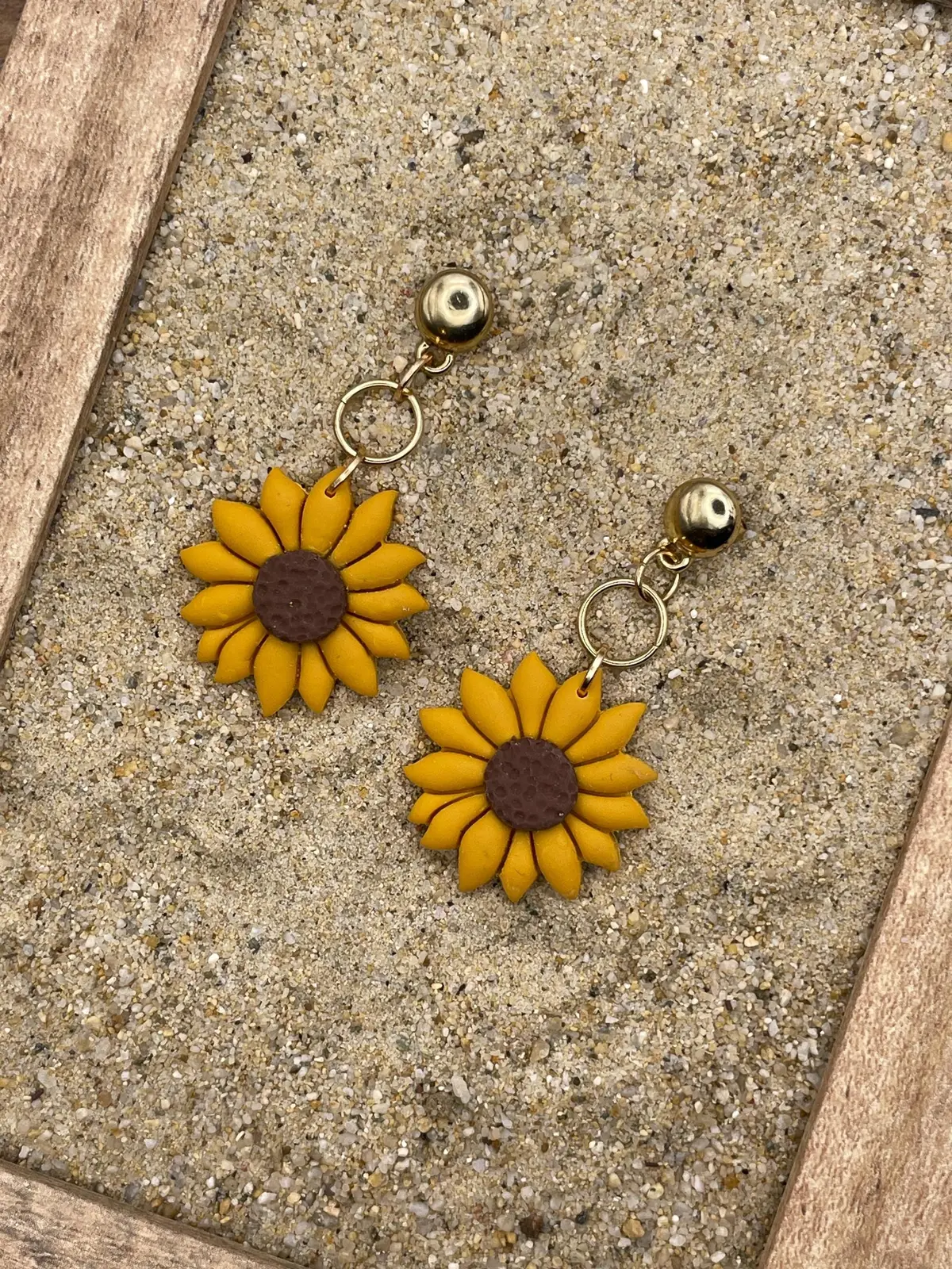 Spring Fling - Sunflower Dangle Earrings: Handmade Polymer Clay 1