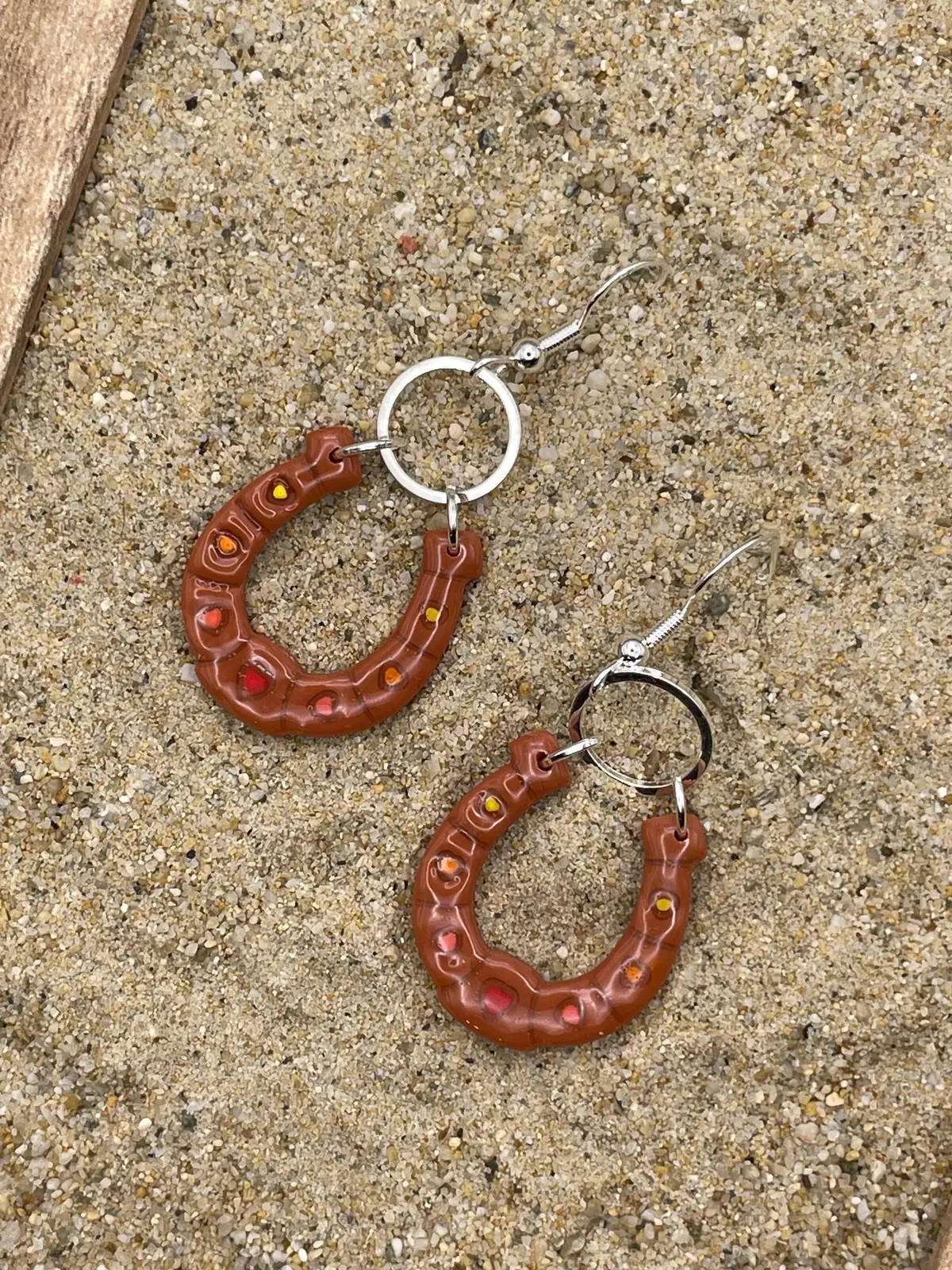 Joshua Tree - Lucky Horseshoe Dangle Earrings: Handmade Polymer Clay 1