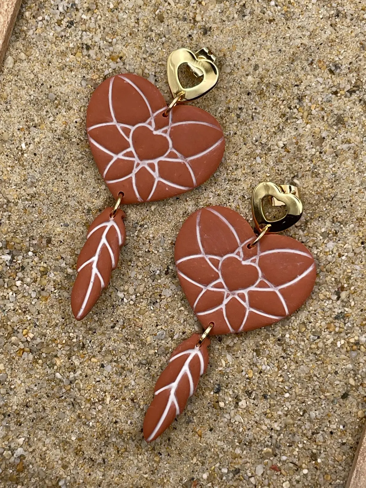 Joshua Tree - Boho Dreamcatcher Dangle Earrings: Handmade Polymer Clay 1