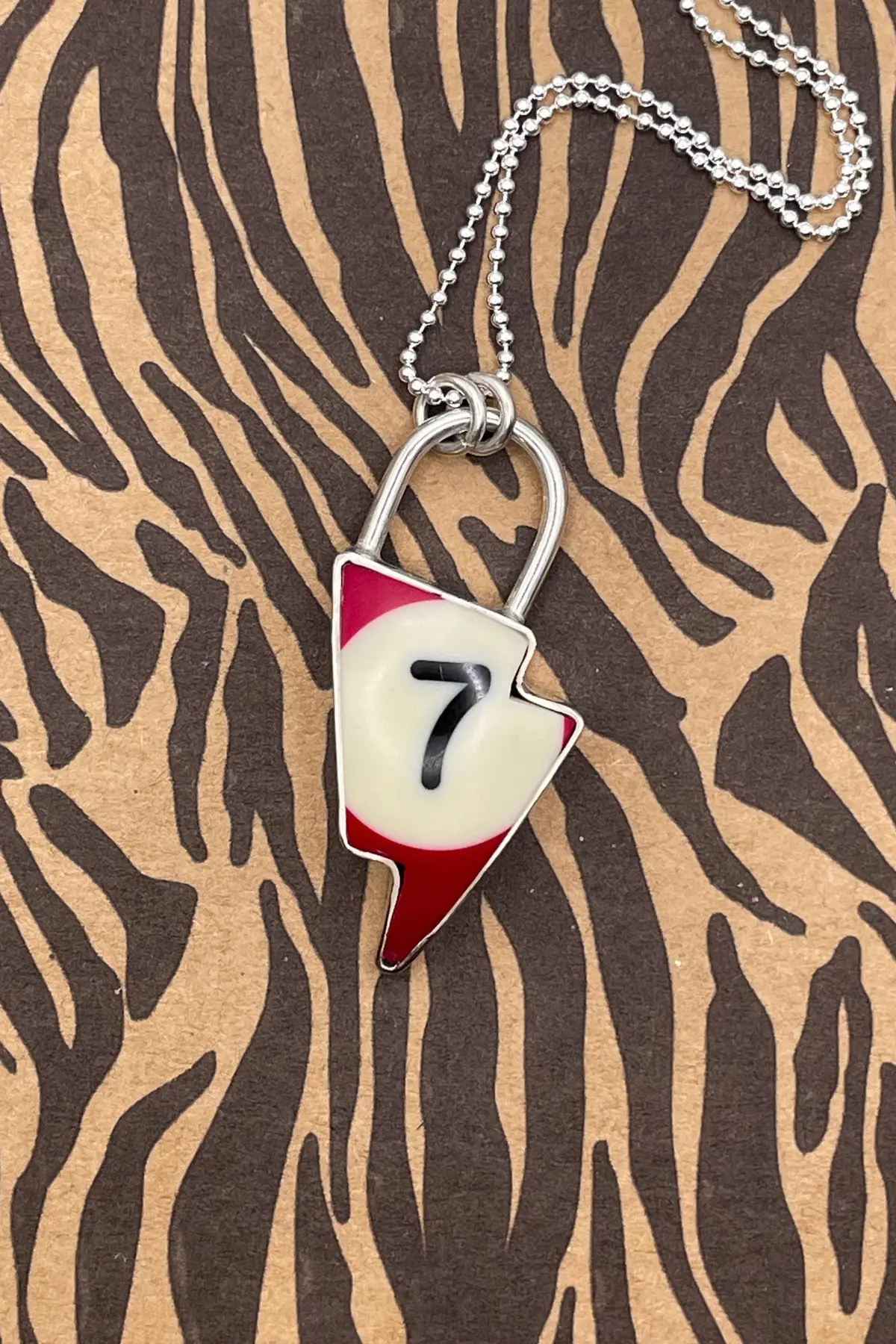 Seven - Billiard Ball Lucky #7 Lightning Bolt Faux Lock Pendant 1