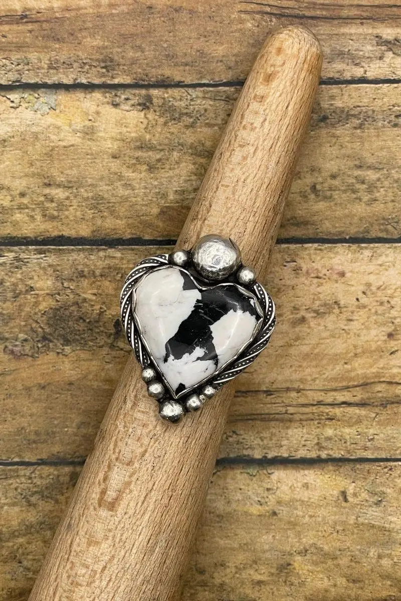 Ava - White Buffalo Turquoise Heart Ring 1