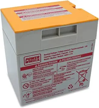 Power Wheels Battery, 12 Volt Gray With Orange Top 1