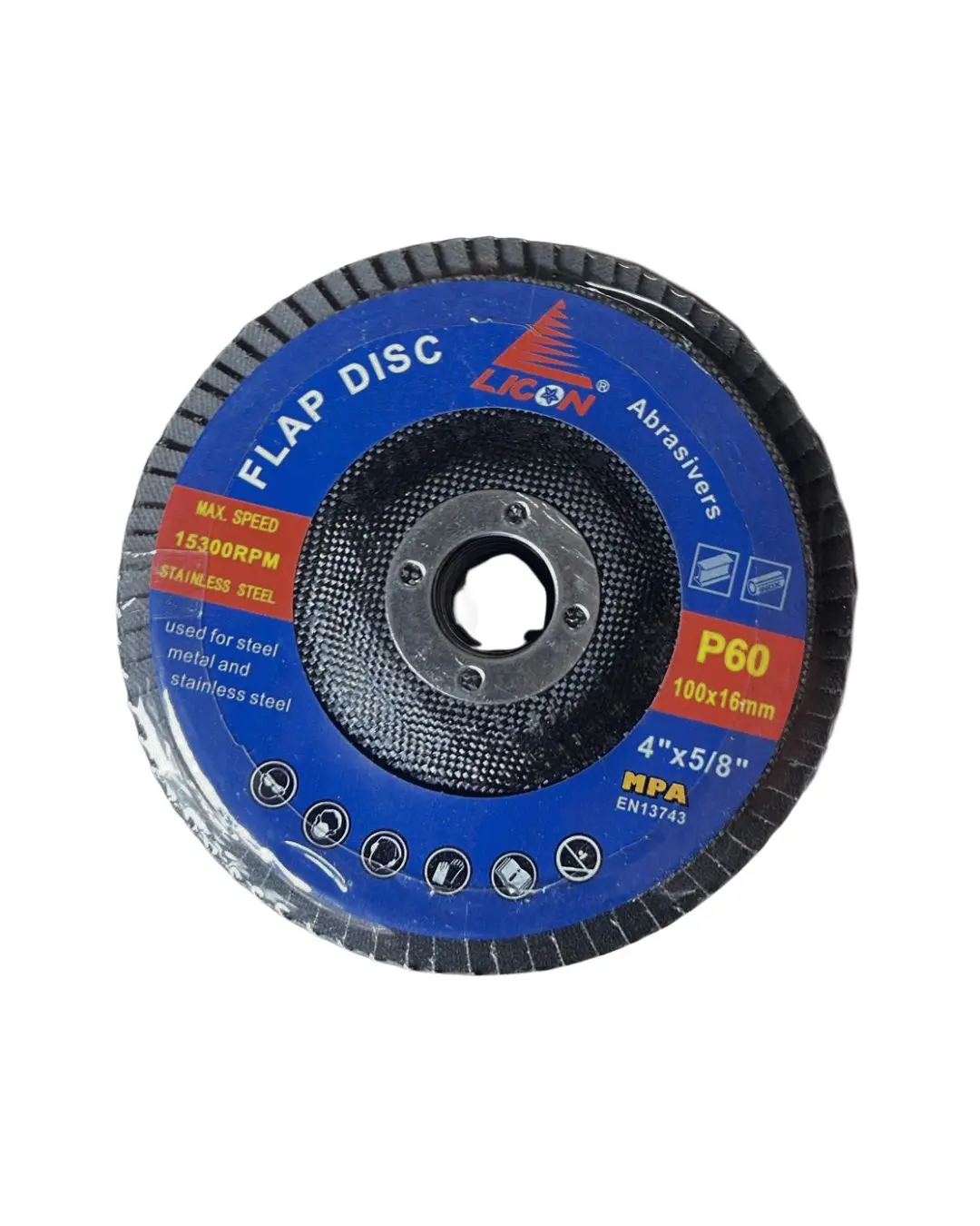 Licon Flap Disc 4" #60 (Ss/Blue) (10Pc/Pkt , 300Pcs/Ctn) | Model: Flap-L04060 1