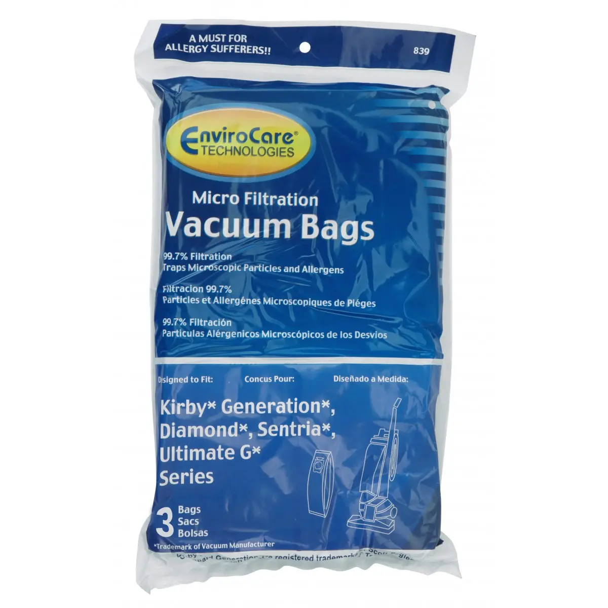 Microfilter Bag For Kirby Generation Vacuum - Pack Of 3 Bags - 1