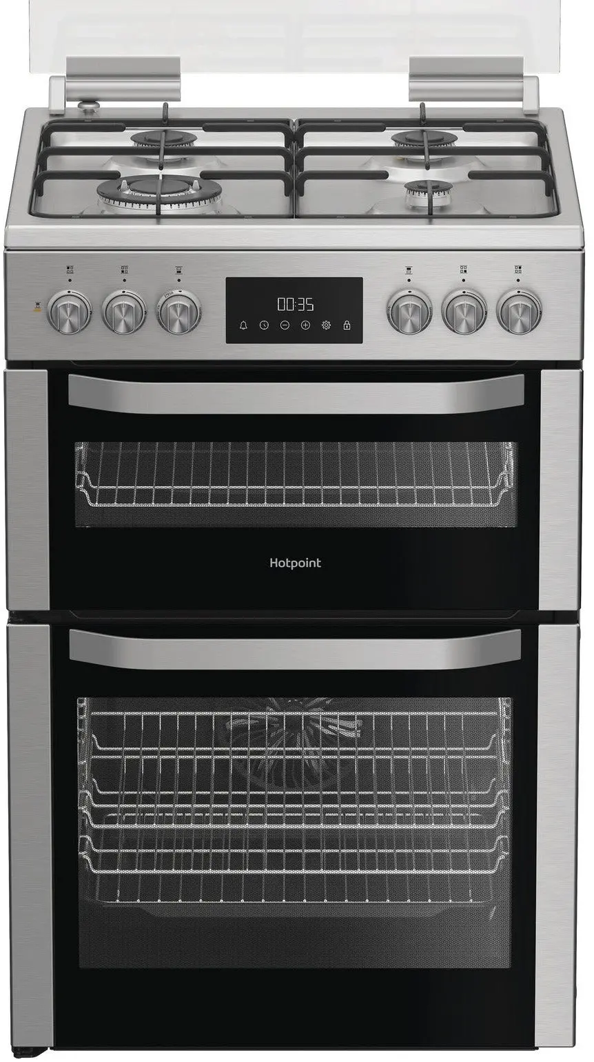 Hotpoint Hdd6gdc2wx 60Cm Dual Fuel Cooker - Stainless Steel 1