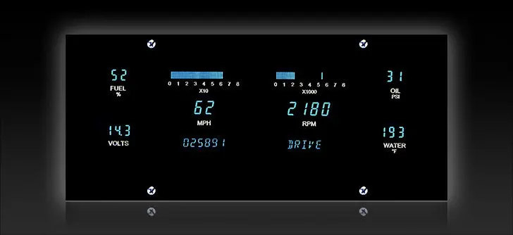 Dakota Digital Universal 4.6" X 10" Rectangle Digital Vfd3 Gauges 1