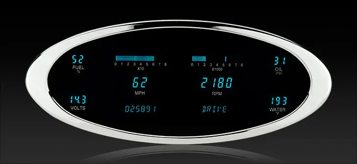 Dakota Digital Universal 5" X 12.25" Elliptical Digital Vfd3 Instrument 1