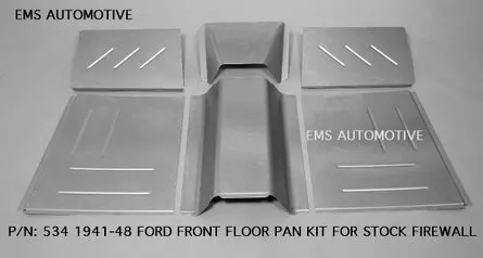 1941-48 Ford Car Front Floor Pans For Stock Firewall 1