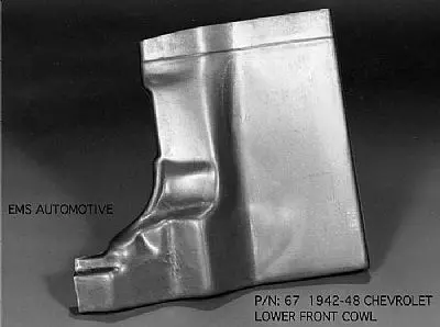 1942-48 Chevy Car Lower Front Cowl Panel 1