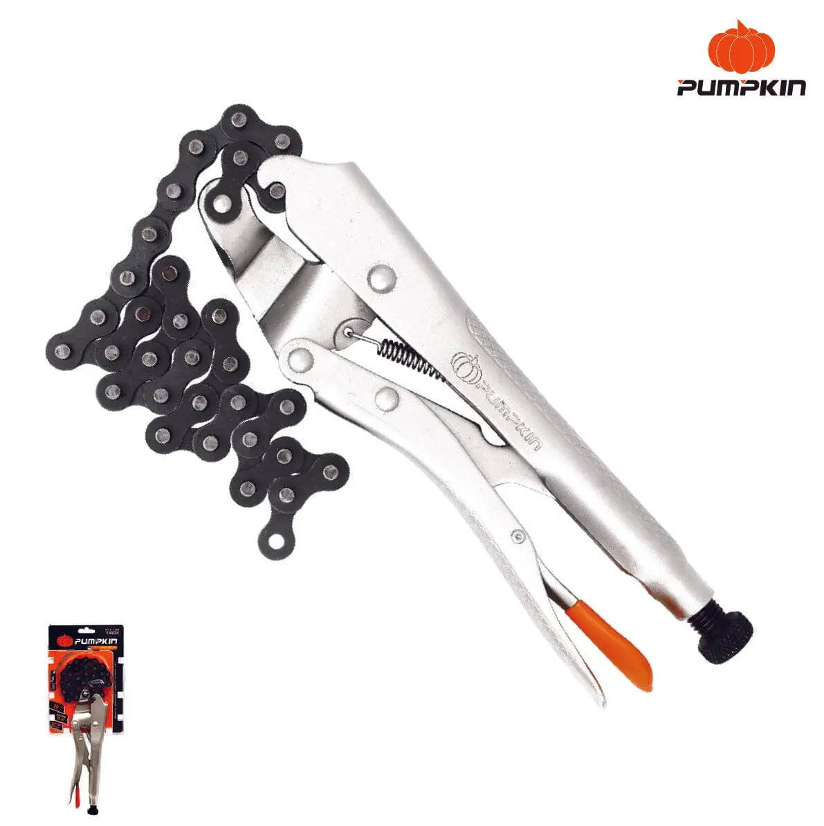 Pumpkin Chain Clamp Locking Pliers 19" For Plumbers, Bundling Cables & Pipes Works (6Pc/Box) | Model: Pm14924 1