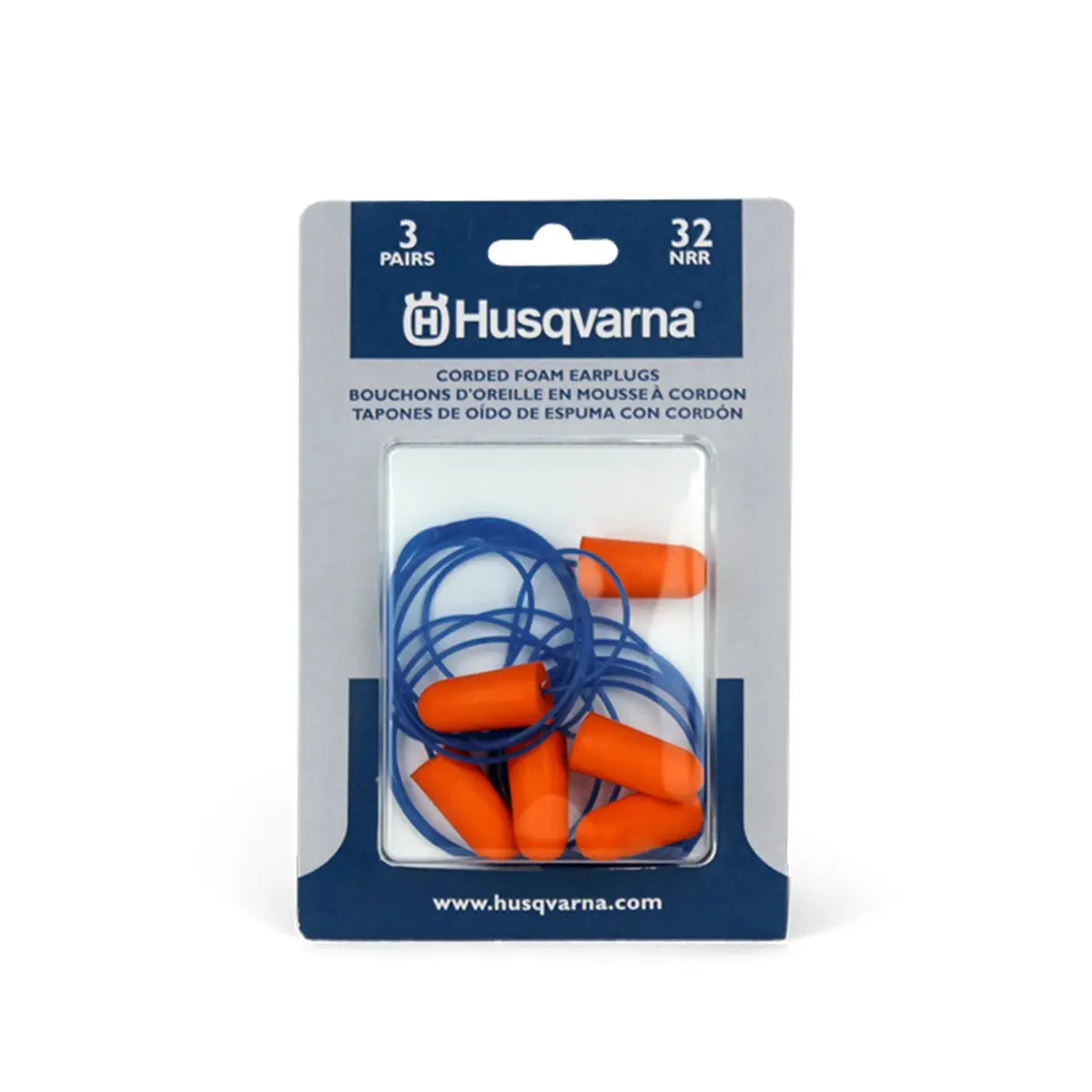 Husqvarna Ear Plugs (3 Pairs) - Corded Disposable Foam Earplugs 1