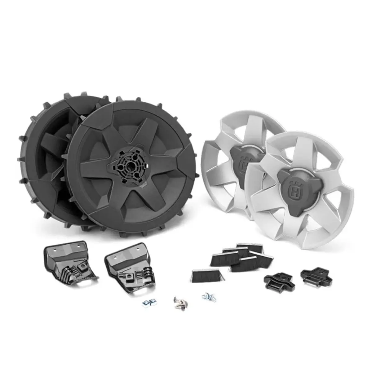 Husqvarna Rough Terrain Kit - Gives Traction On Rough Lawns Or Slopes, With Course Treaded Wheels & Brushes 1