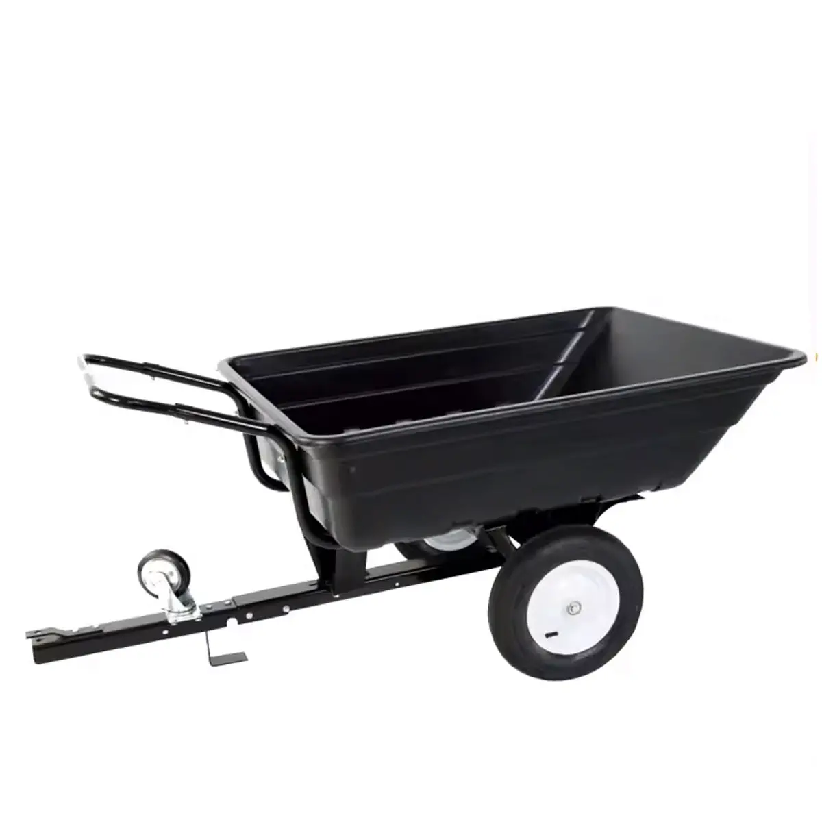 Poly Garden Cart Big Wheel (Black) - Tow Behind Your Ride On Mower Or Use It As A Wheel Barrow. Capacity 300 Kg! 1