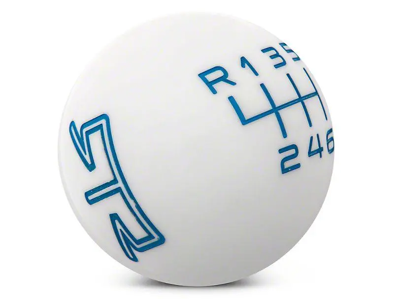 Rtr White Shift Knob - Blue Engraving (11-14 Gt, V6) 1
