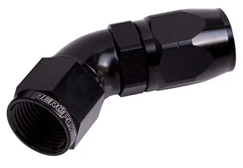 550 Series Full-Flow Swivel Hose End – 45° An-6 Black 1