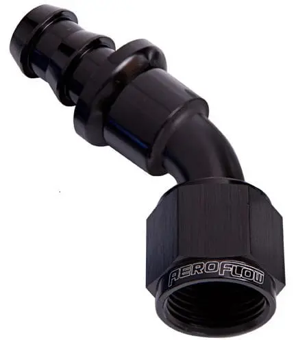 400 Series Black Anodized 45° Push-Lock Hose End – -8An Size (Af402-08Blk) 1