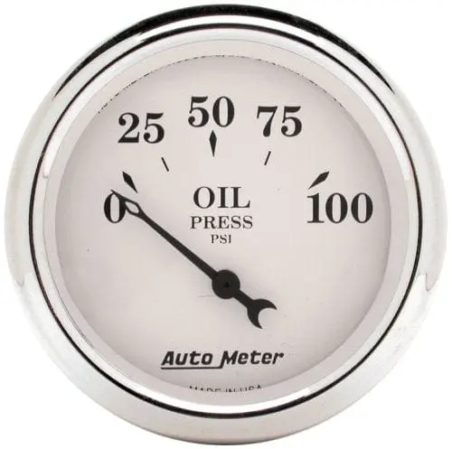 Old Tyme Au1628 White-Series Analog Oil Pressure Gauge 1