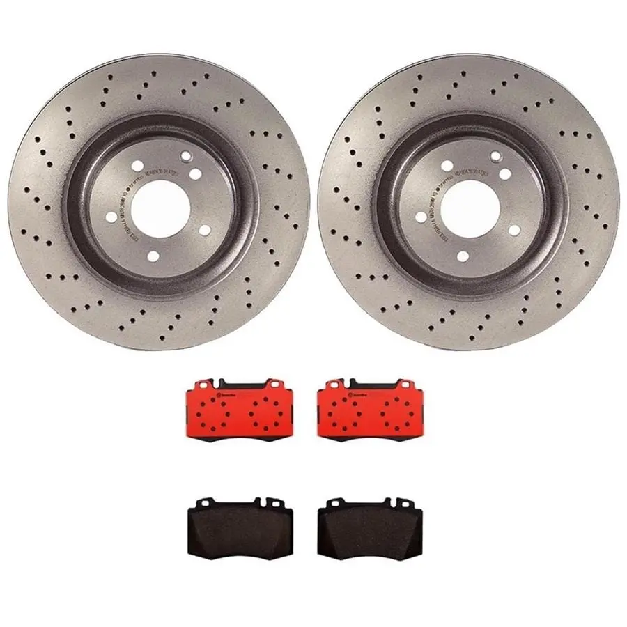 Brembo Premium Brake Kit – Drilled & Slotted Rotors With Semi-Metallic Pads, Complete Front Or Rear Set 1