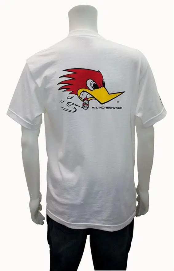 Mr. Horsepower Racing-Themed White Cotton T-Shirt – Mncst06Whl 1