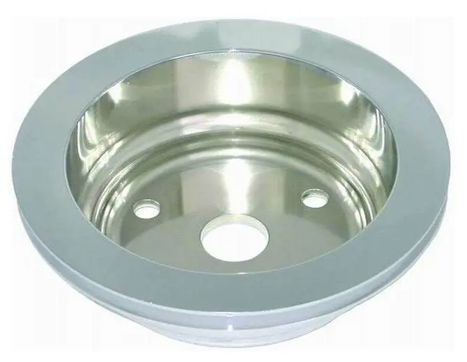 Polished Aluminum Single-Groove Crankshaft Pulley – 6.6" Diameter, 2.3" Bolt Circle 1